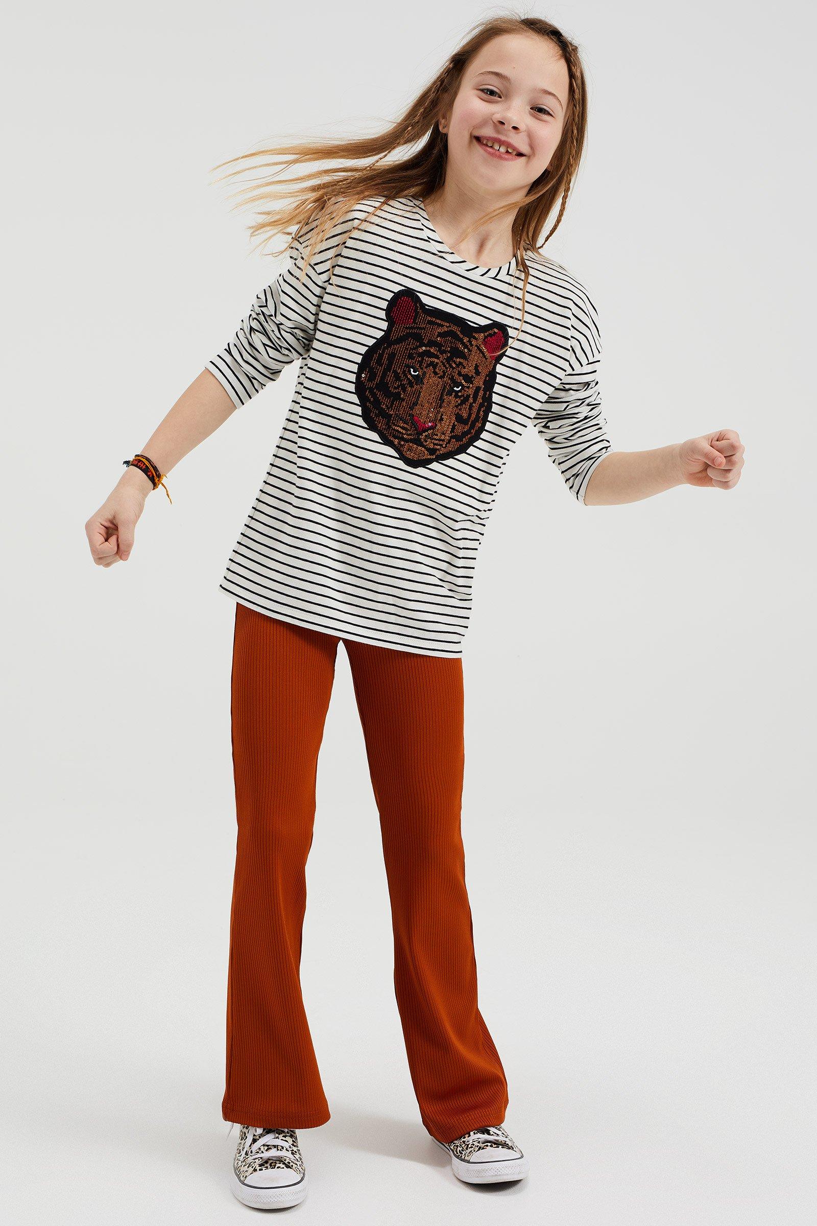 WE Fashion  Mädchen-Flared-Leggings In Ripp-Optik 