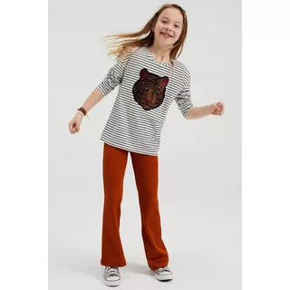 WE Fashion  Mädchen-Flared-Leggings In Ripp-Optik 