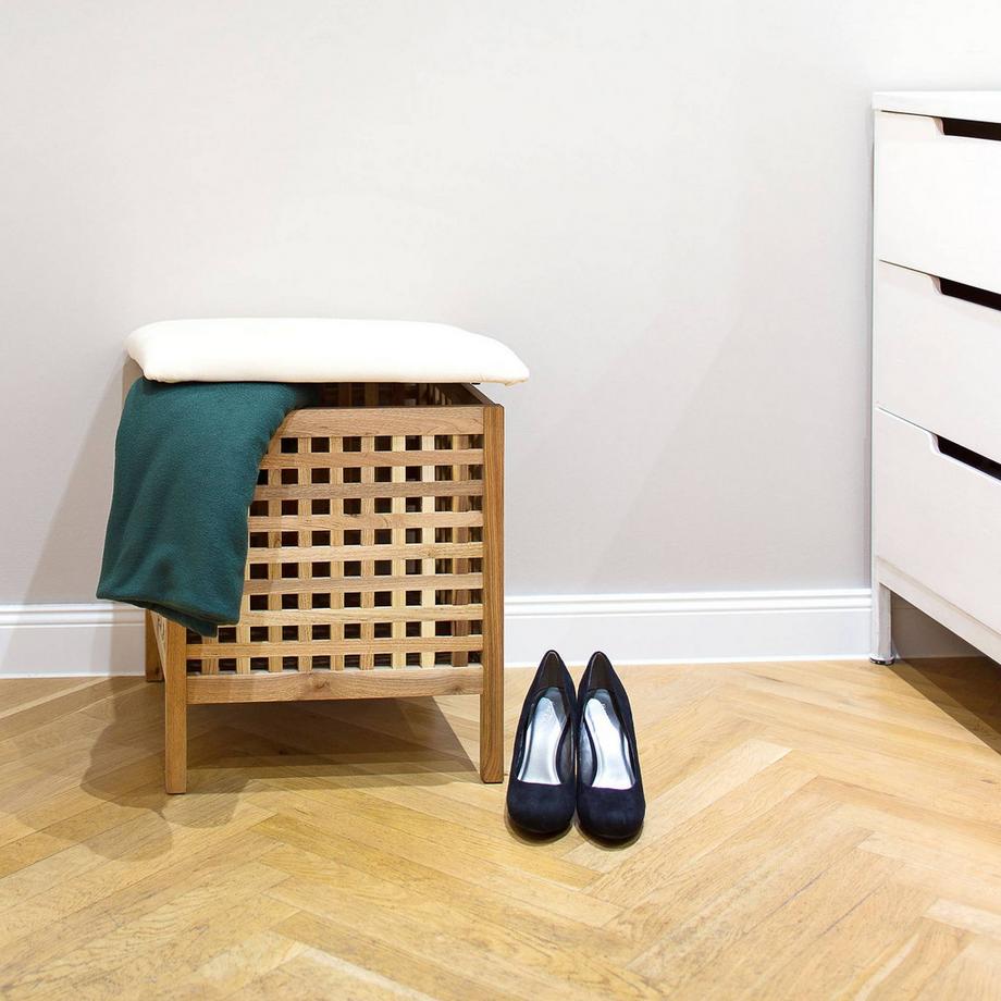 B2X  Tabouret de salle de bain en noyer avec lavabo 