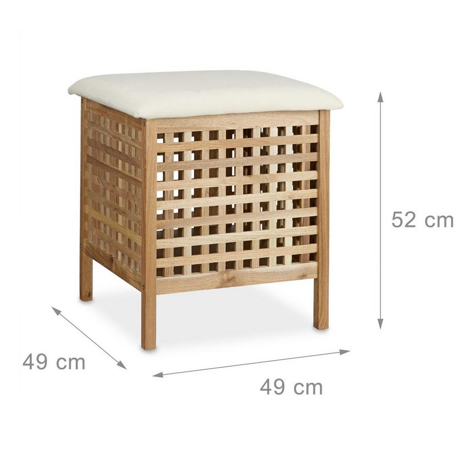 B2X  Tabouret de salle de bain en noyer avec lavabo 