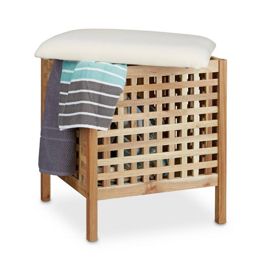 B2X  Tabouret de salle de bain en noyer avec lavabo 