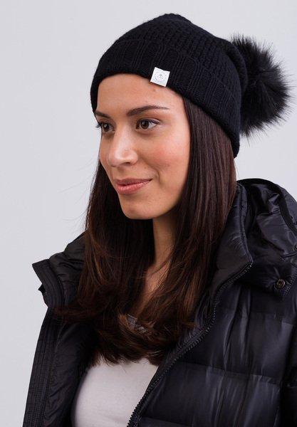 CASH-MERE.CH Kaschmir Mütze mit Bommel  