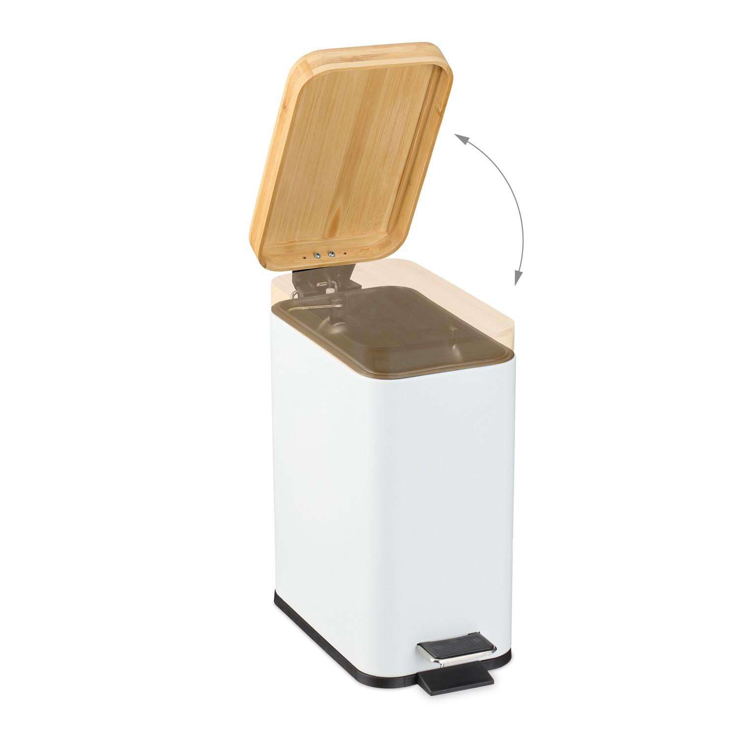 B2X Pattumiera per bagno 5 litri con coperchio in bambù  