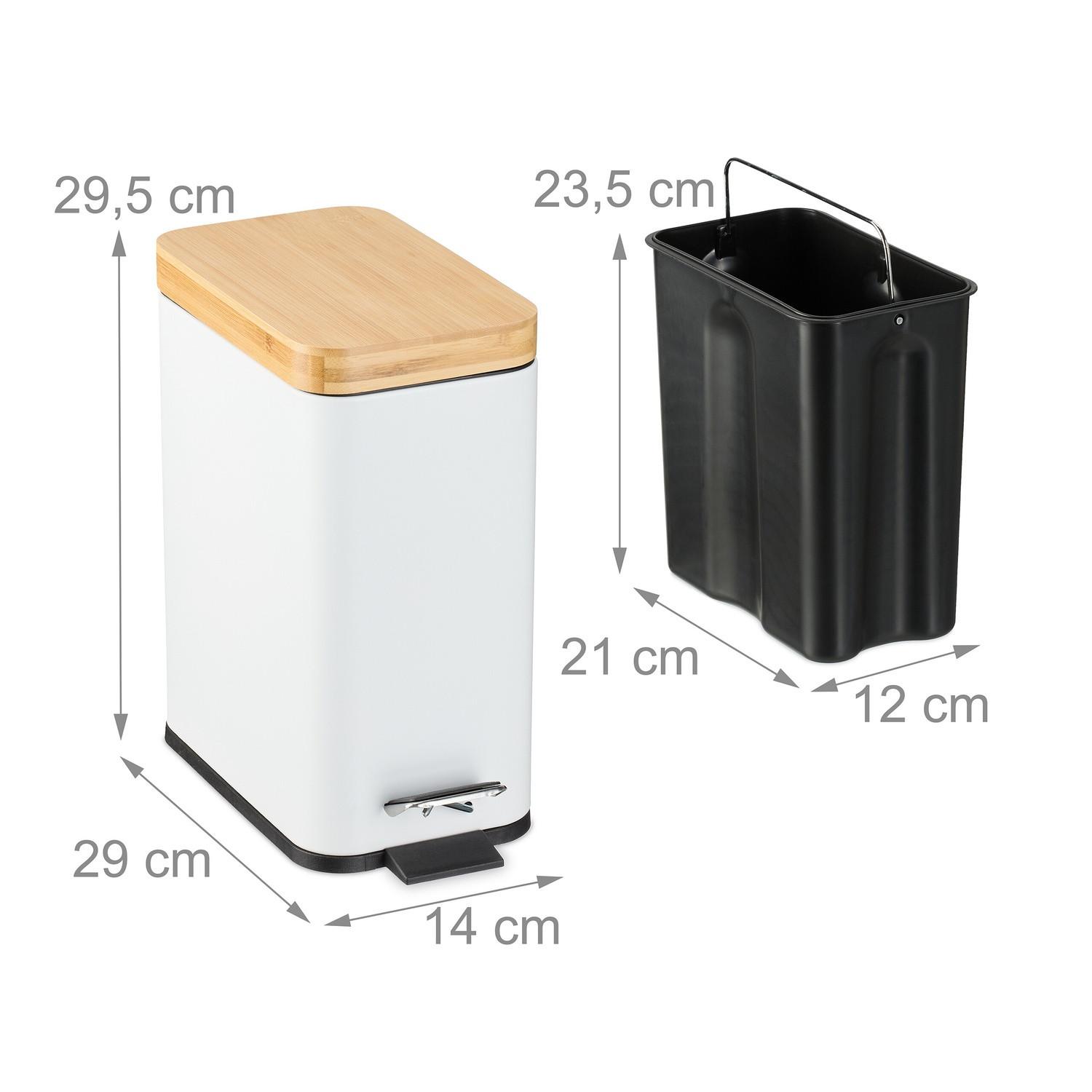 B2X Pattumiera per bagno 5 litri con coperchio in bambù  