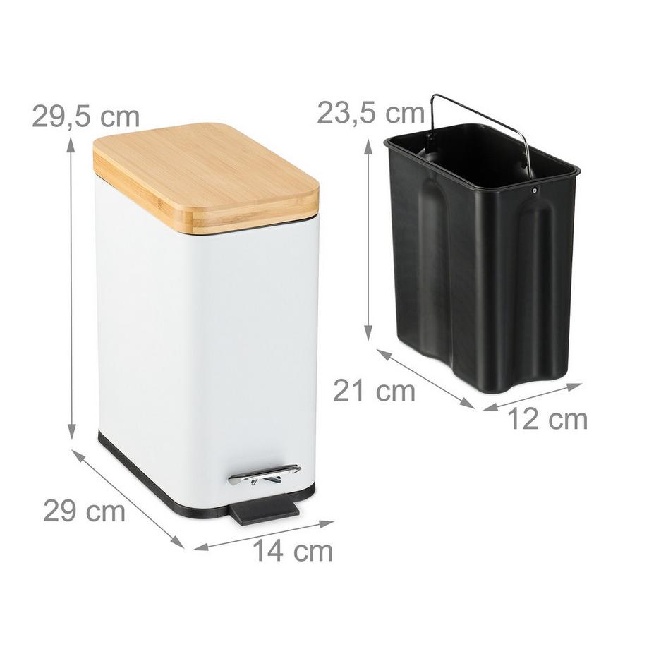 B2X Poubelle de salle de bain 5 litres avec couvercle en bambou  