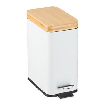 Pattumiera per bagno 5 litri con coperchio in bambù