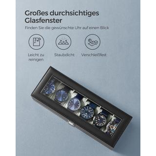 Songmics  Scatola porta orologi a 6 scomparti con coperchio in vetro 
