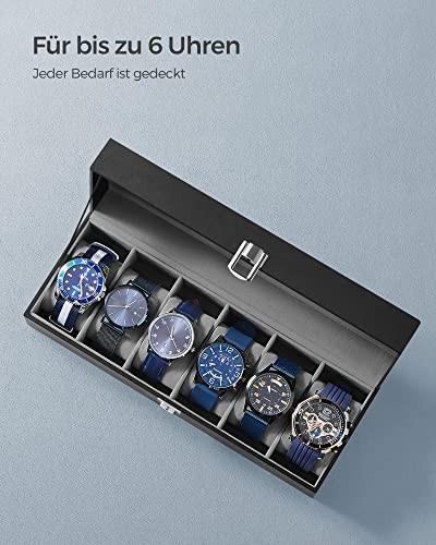 Songmics  Scatola porta orologi a 6 scomparti con coperchio in vetro 