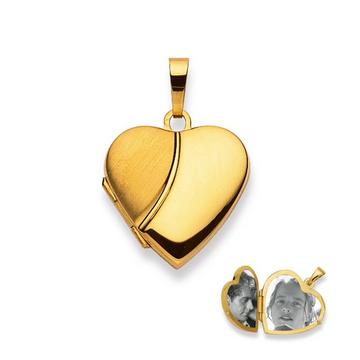 Pendentif médaillon coeur or jaune 750, 29x21mm