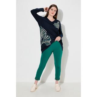 Ulla Popken  Leggings a 7/8 in cotone biologico con orli di pizzo 