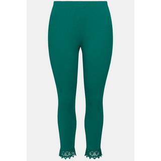 Ulla Popken  Leggings a 7/8 in cotone biologico con orli di pizzo 