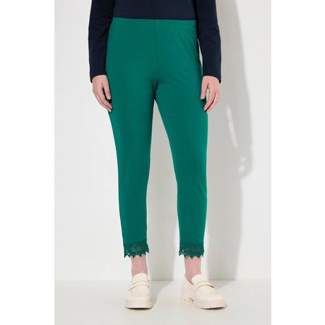 Ulla Popken  Leggings a 7/8 in cotone biologico con orli di pizzo 