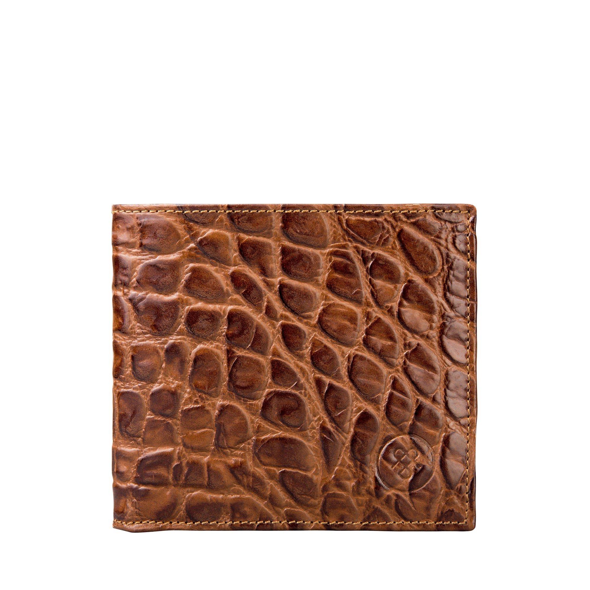 Image of Ticciano Croco - Krokodil Optik Leder Geldbörse Herren Braun ONE SIZE