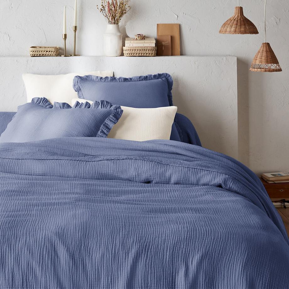 Housse de couette unie en gaze de coton