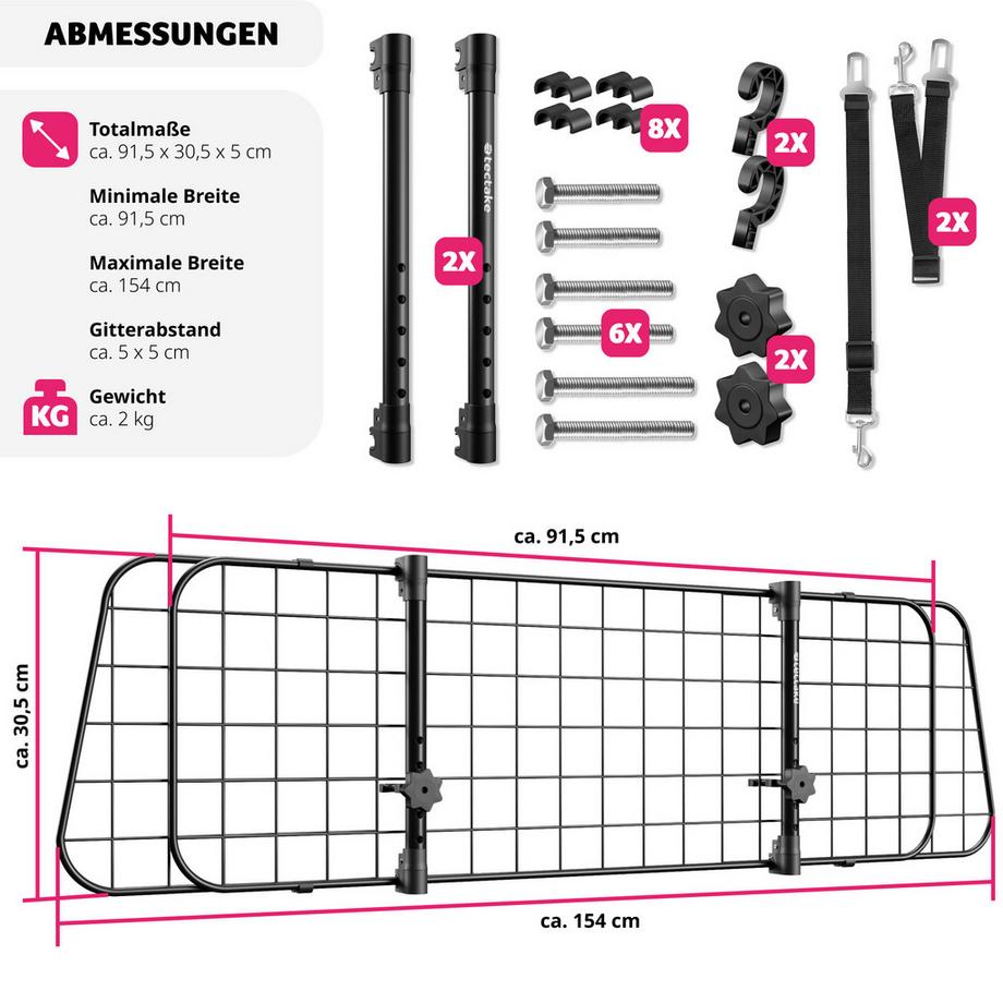 Tectake  Hundeschutzgitter Balu verstellbare Breite aus robustem Stahl 