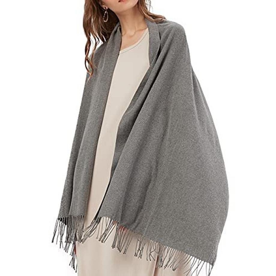 Only-bags.store Sciarpa Calda Invernale Autunnale Tinta Unita con Nappe  