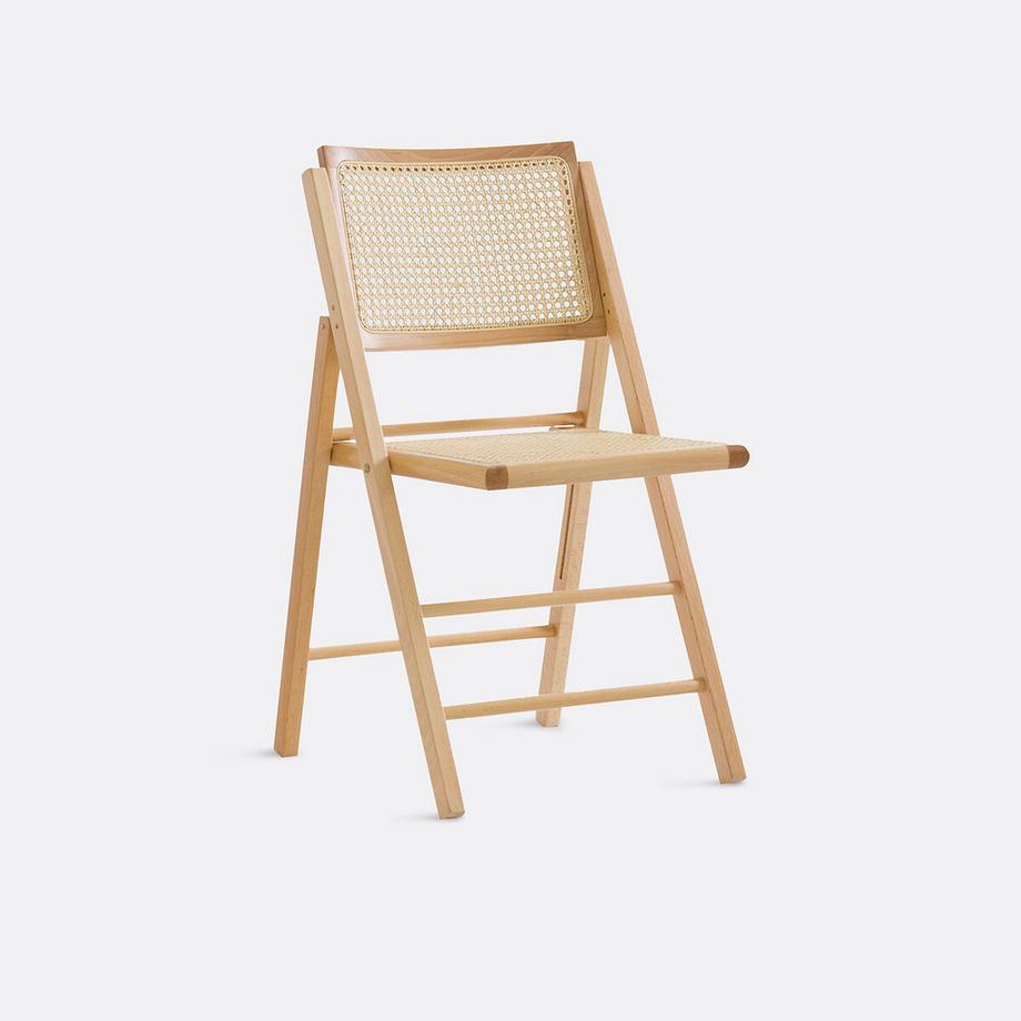 Chaise pliante hêtre et cannage