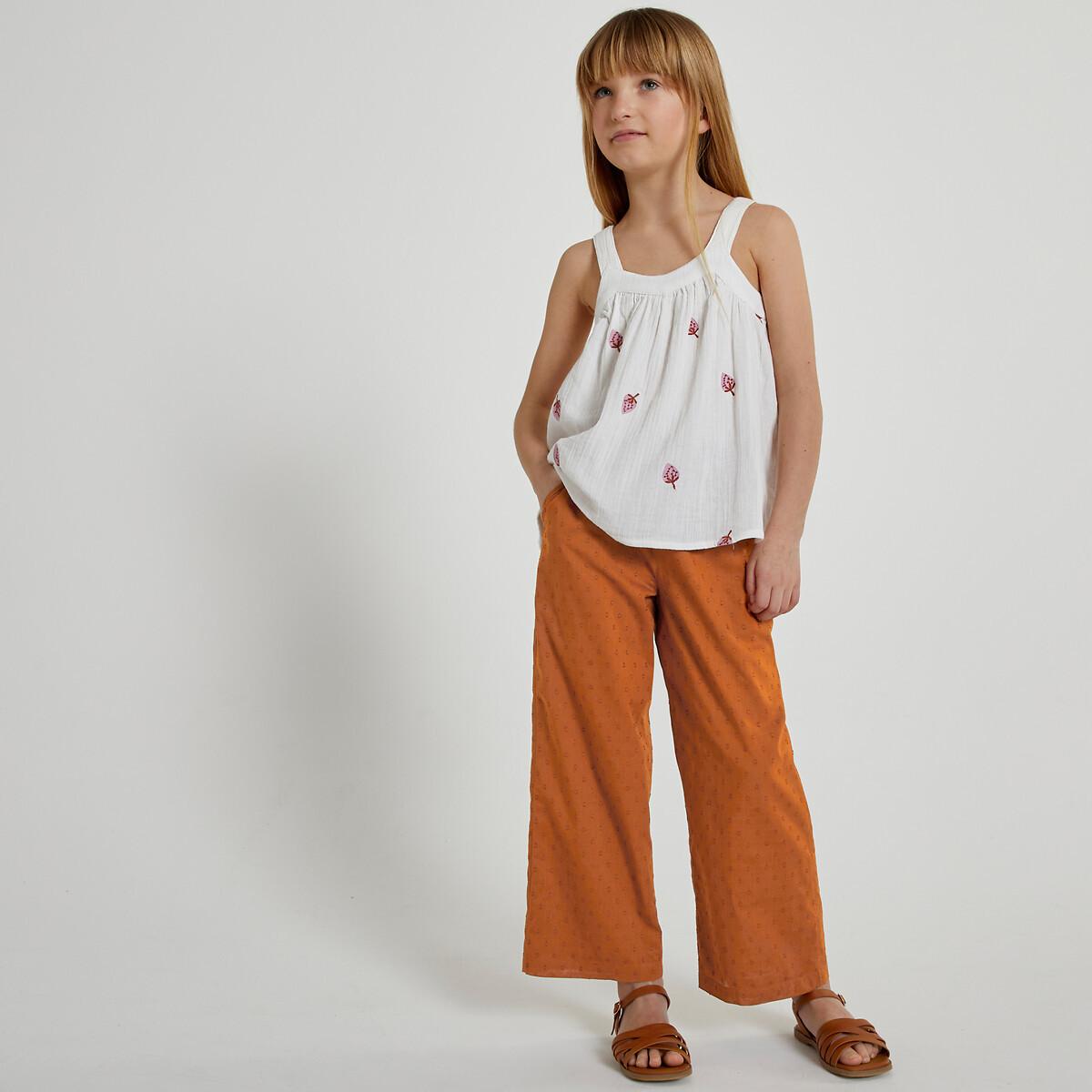 Image of Loose-fit-hose Mit Plumetis-muster Mädchen Rot 3A