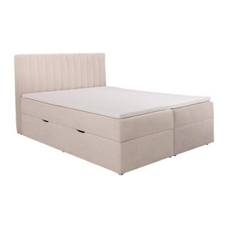 Ysmée Ensemble complet literie déco tête de lit + sommiers coffre et tiroir + matelas + surmatelas - 160 x 200 cm - Tissu - Beige - ARAO de YSMÉE  