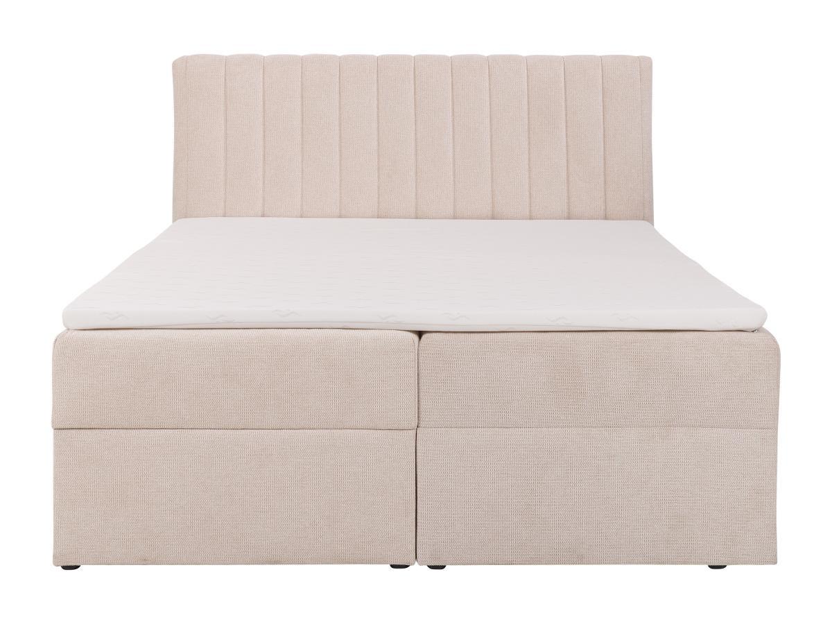 Ysmée Ensemble complet literie déco tête de lit + sommiers coffre et tiroir + matelas + surmatelas - 160 x 200 cm - Tissu - Beige - ARAO de YSMÉE  