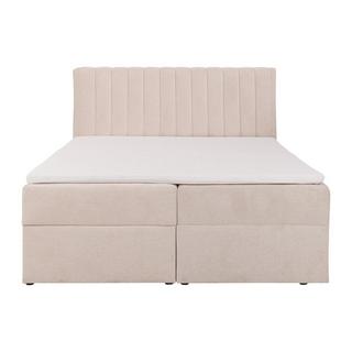 Ysmée Ensemble complet literie déco tête de lit + sommiers coffre et tiroir + matelas + surmatelas - 160 x 200 cm - Tissu - Beige - ARAO de YSMÉE  