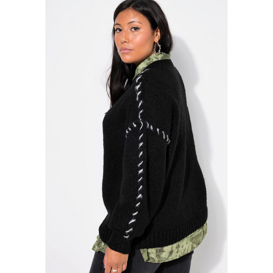 Studio Untold Pull oversize Manches longues Coutures colorées  