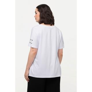 Ulla Popken  T-shirt oversized à col rond et manches longues, laçage 