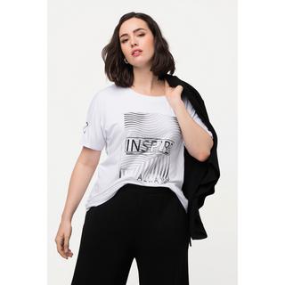 Ulla Popken  T-shirt oversized à col rond et manches longues, laçage 