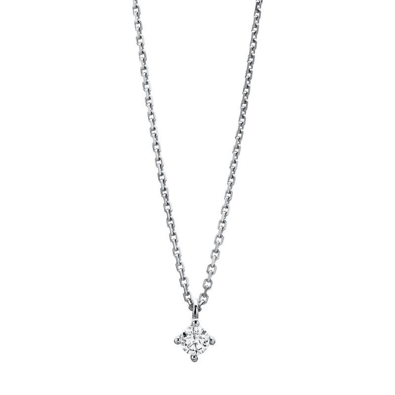 Image of Collier 585/14k Weissgold Diamant 0.2ct. 42 Cm Unisex Silber 42cm