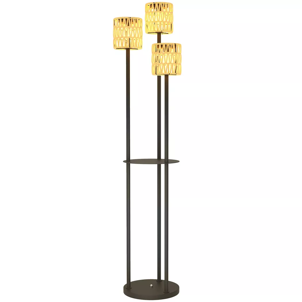 Outsunny – Rattan Stehlampe, One Size, Gelb