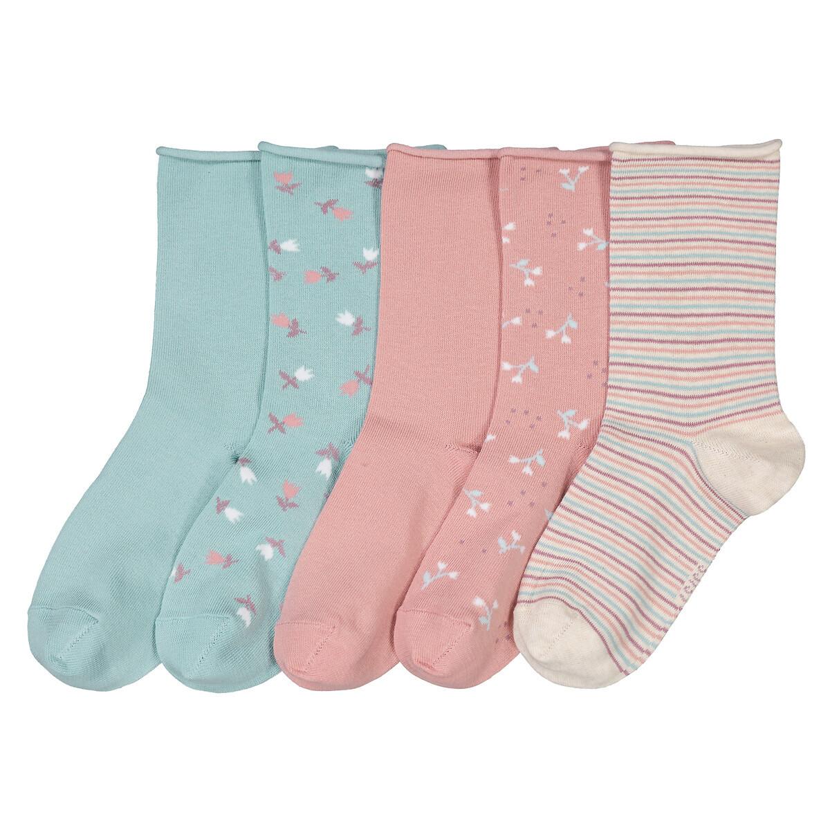 Image of 5er-pack Socken In Pastellfarben Damen Weiss Bedruckt 35-37
