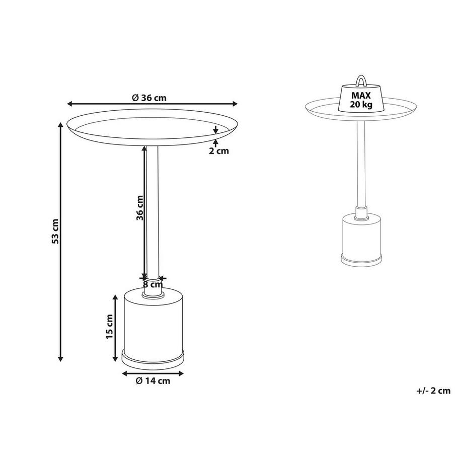 Beliani Tavolino en Acciaio Glamour CAMELO  