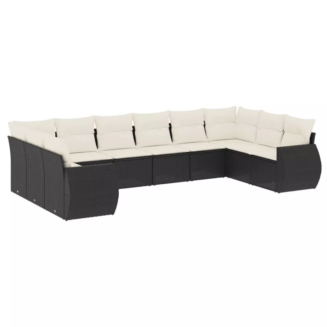 VidaXL - set divano da giardino Polirattan, One Size, Nero