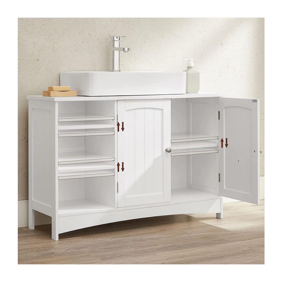 Calicosy Mobile sottolavabo in MDF bianco con ripiani regolabili  