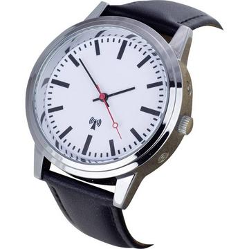 Funk Armbanduhr  (Ø x H) 40 mm x 11 mm Edelstahl Gehäusematerial=Metall Material (Armband)=Leder