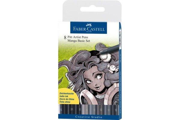 Image of FABER-CASTELL Pitt Artist Pen Manga Basic 8 Stück FABER-CASTELL Pitt Artist Pen Manga Basic 8 Stück
