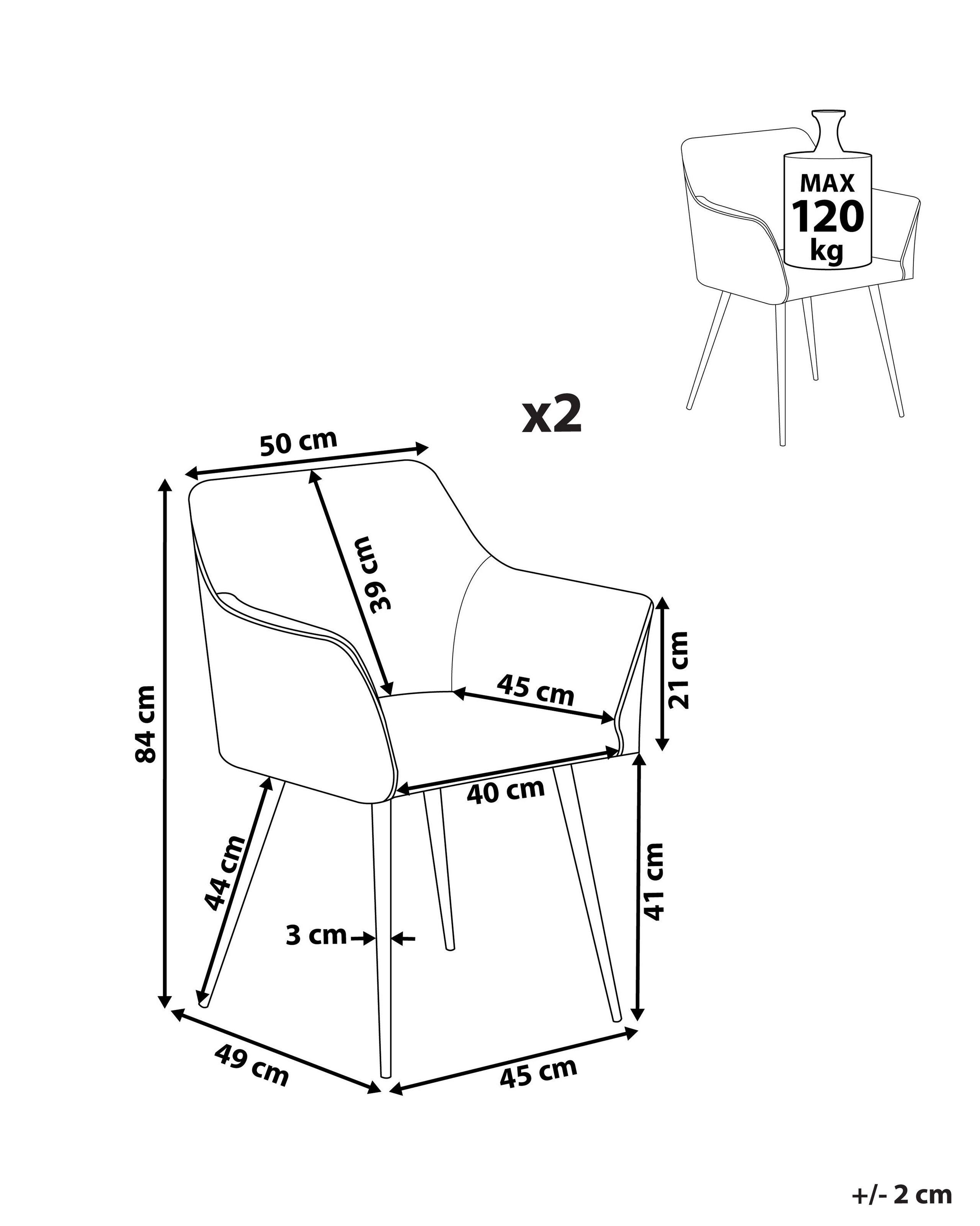 Beliani Chaise de salle à manger en Velours Moderne JASMIN  