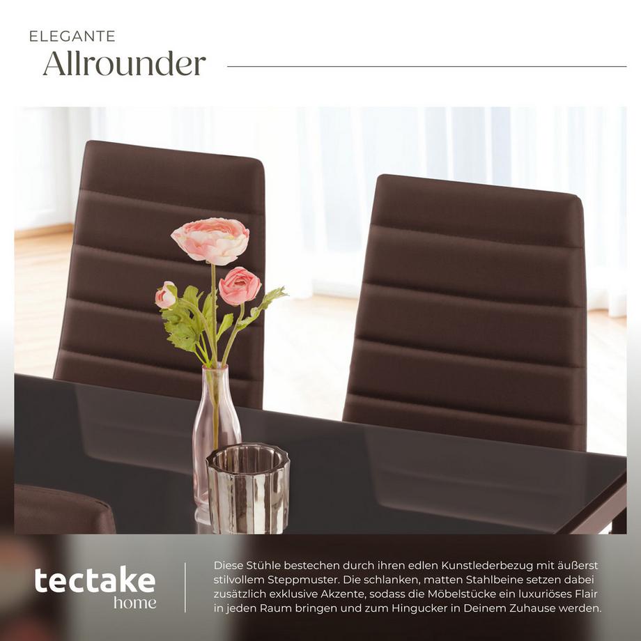 Tectake Set Esszimmerstuhl Thomas gepolstert mit Kunstlederbezug hohe Rückenlehne  