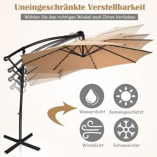 Northix Sonnenschirm mit LED-Solar-Beleuchtung Drehbar Ampelschirm für Garten Ø 300 cm Beige  