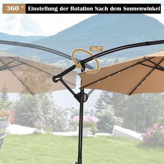 Northix Sonnenschirm mit LED-Solar-Beleuchtung Drehbar Ampelschirm für Garten Ø 300 cm Beige  