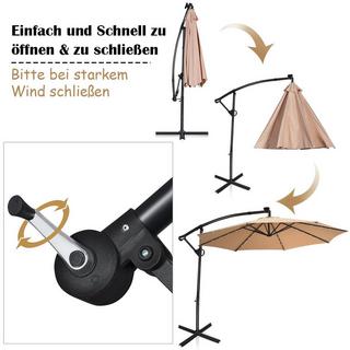 Northix Sonnenschirm mit LED-Solar-Beleuchtung Drehbar Ampelschirm für Garten Ø 300 cm Beige  