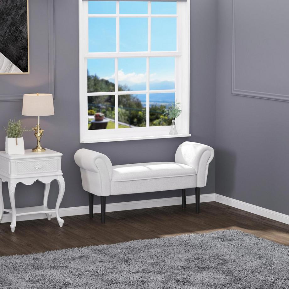 Northio Panca Per Camera Da Letto Panca Imbottita In Grigio, Mdf E Schiuma, 102X31X51 Cm  