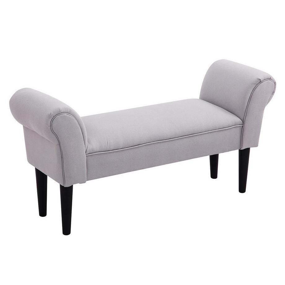 Panca Per Camera Da Letto Panca Imbottita In Grigio, Mdf E Schiuma, 102X31X51 Cm