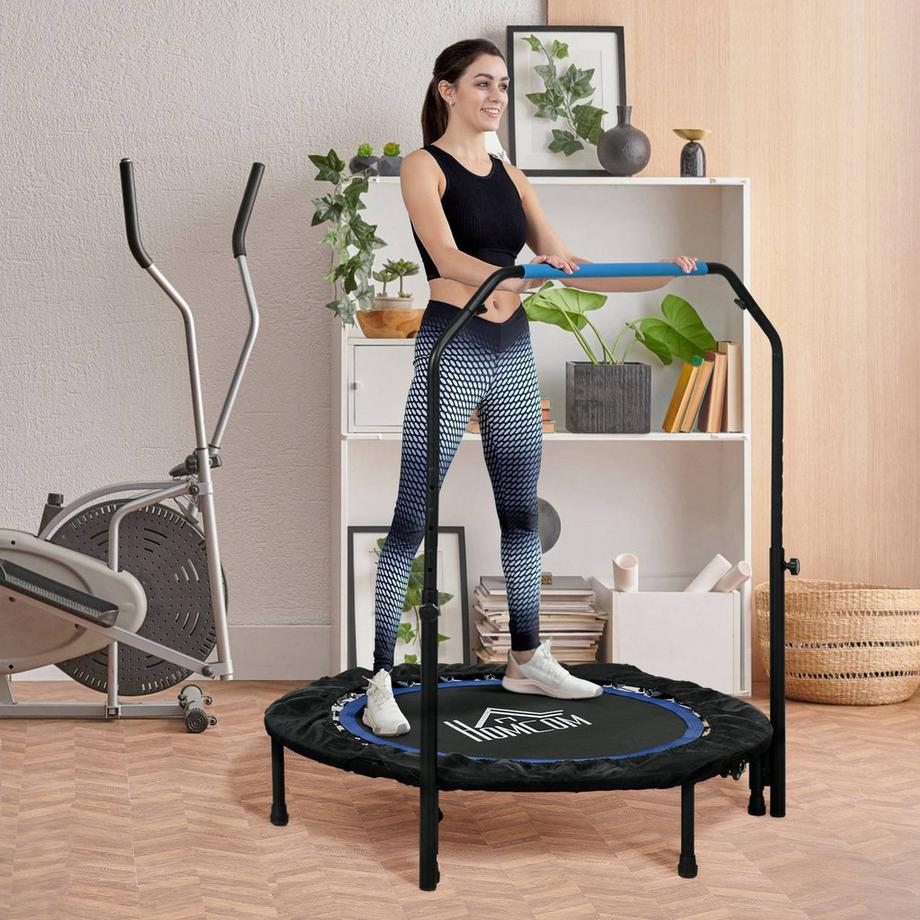 Northio  Trampolino fitness, portata 100 kg, Ø102x123H cm, pieghevole, con maniglia regolabile in altezza, monitor LCD, robusto telaio in acciaio, blu 