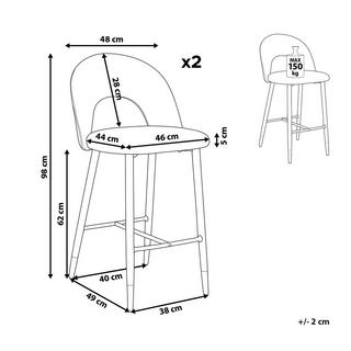 Beliani Lot de 2 chaises de bar en Velours Glamour FALTON  