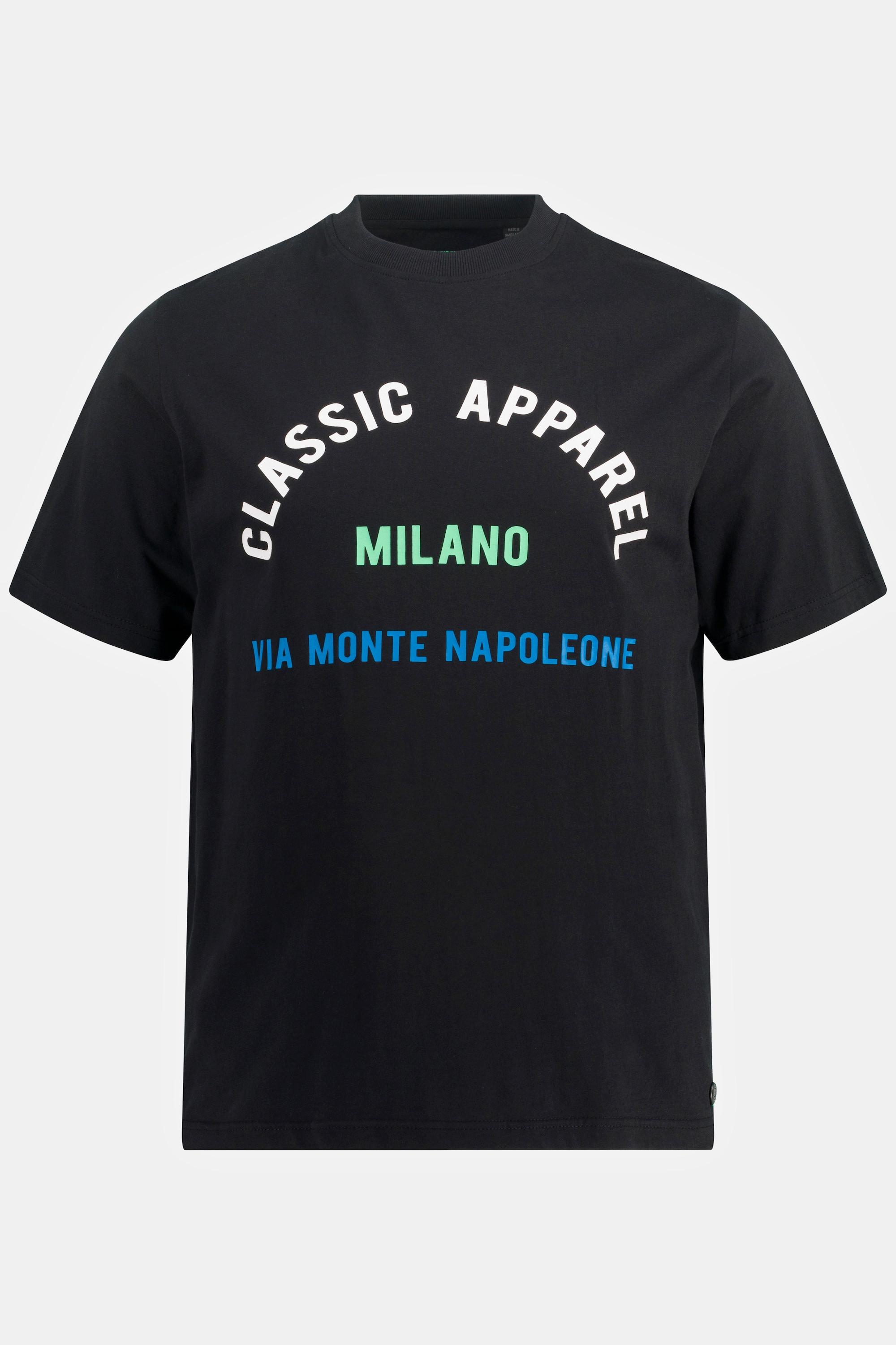 JP1880  T-shirt a mezze maniche con stampa "Milano" e scollo a girocollo 