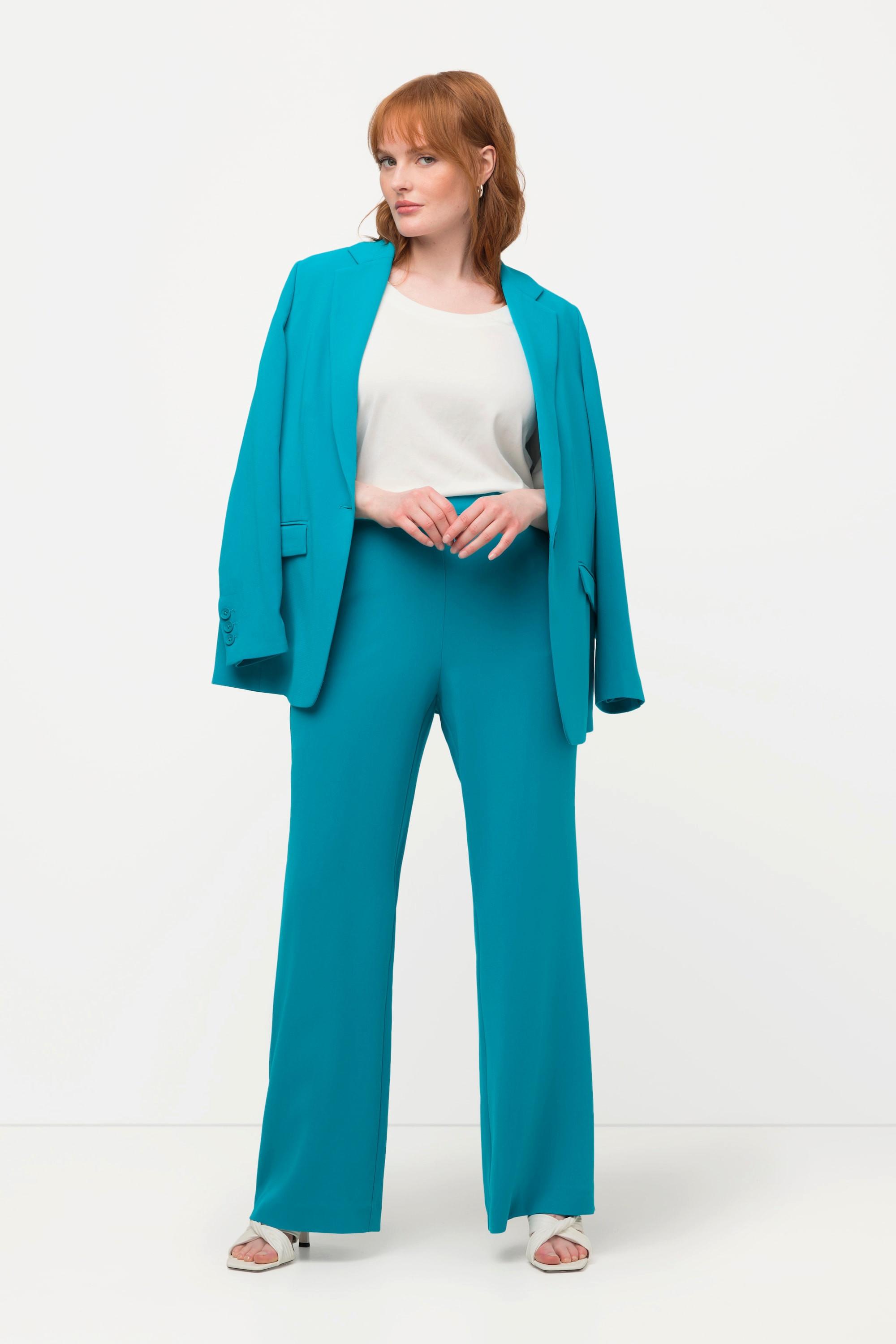 Ulla Popken  Pantalon de tailleur à jambe droite et large. Taille élastique 