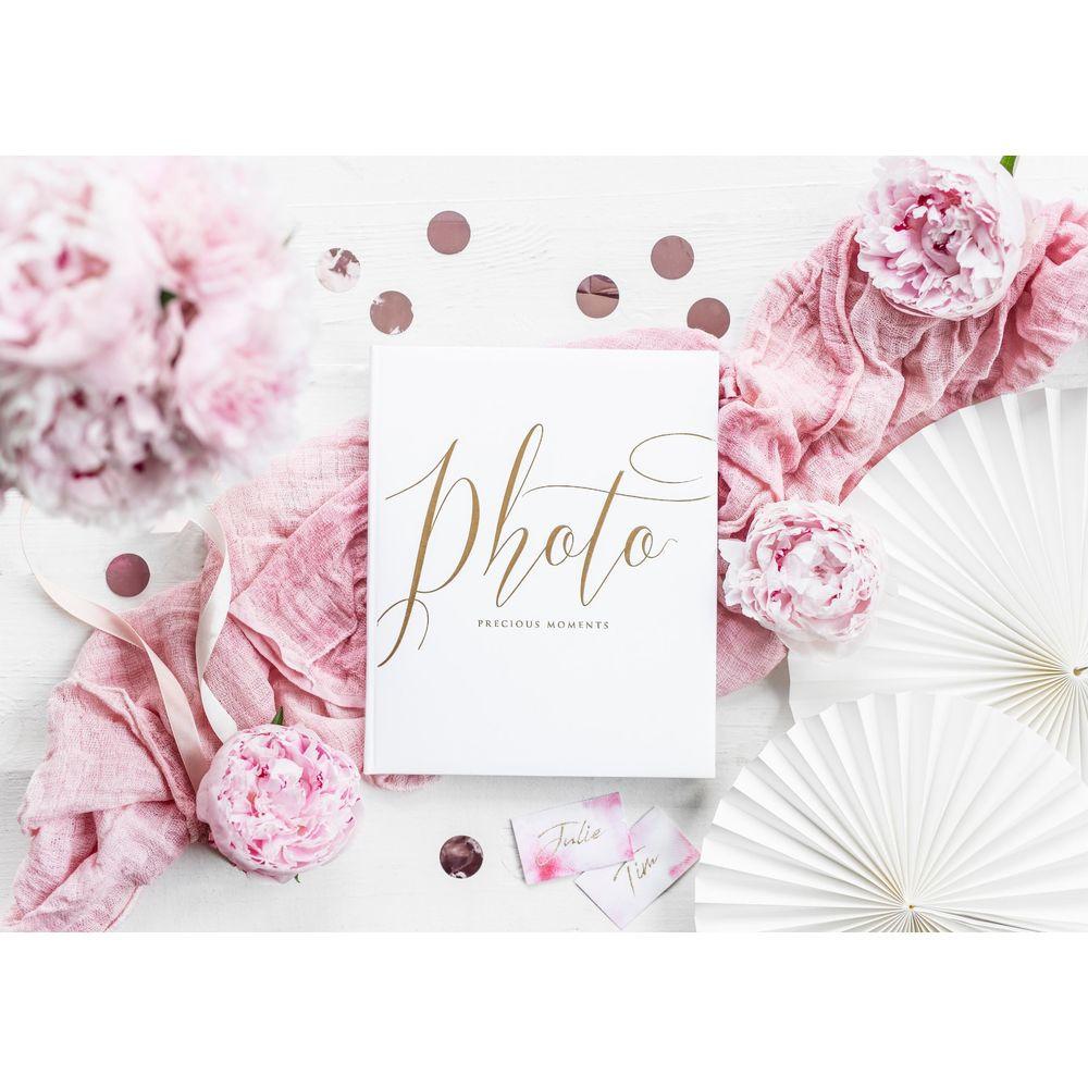 PartyDeco Fotoalbum Precious moments 20 x 24.5 cm, Weiss/Gold  