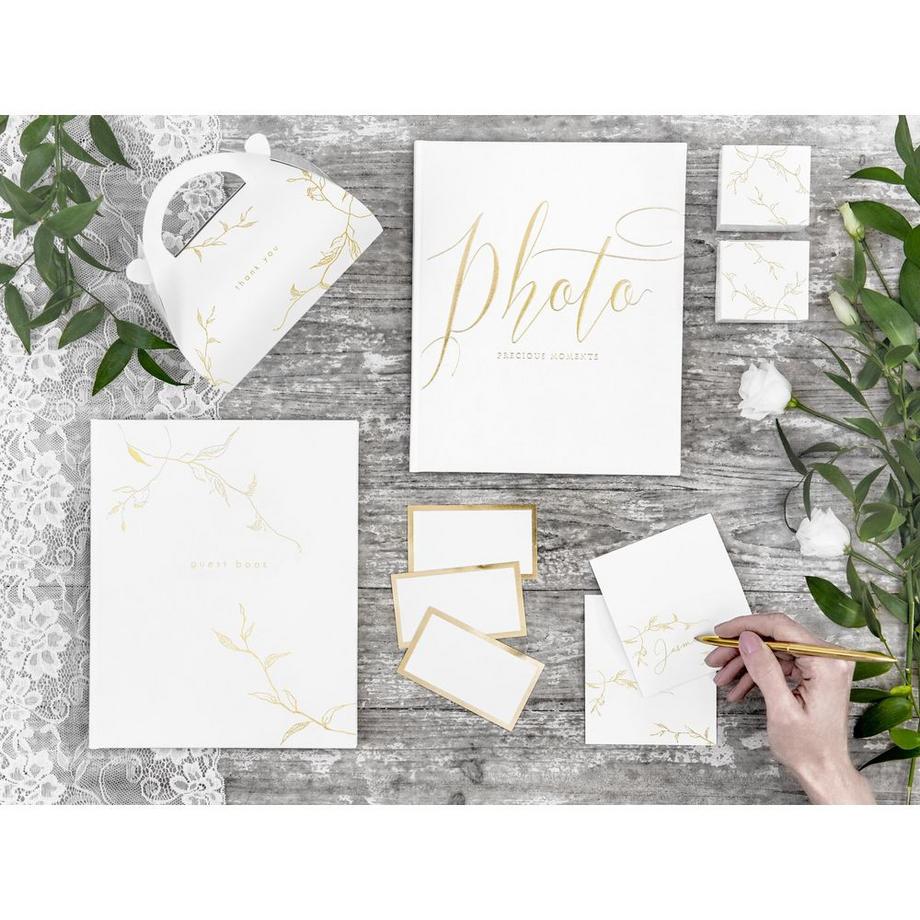 PartyDeco Fotoalbum Precious moments 20 x 24.5 cm, Weiss/Gold  