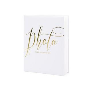 PartyDeco Fotoalbum Precious moments 20 x 24.5 cm, Weiss/Gold  